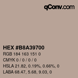 Color code: HEX #B8A39700 | qconv.com