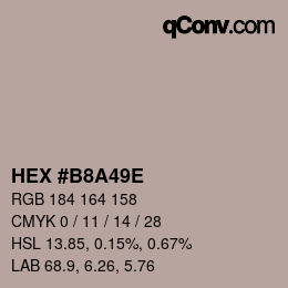 Farbcode: HEX #B8A49E | qconv.com