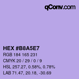 カラーコード: HEX #B8A5E7 | qconv.com
