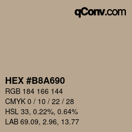 颜色代码: HEX #B8A690 | qconv.com
