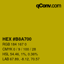 Color code: HEX #B8A700 | qconv.com