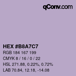 カラーコード: HEX #B8A7C7 | qconv.com