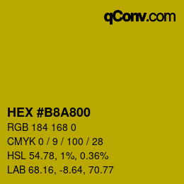 颜色代码: HEX #B8A800 | qconv.com