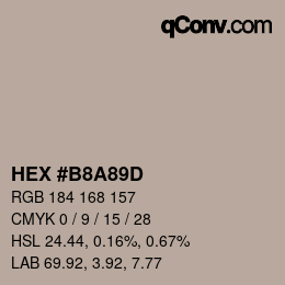 颜色代码: HEX #B8A89D | qconv.com