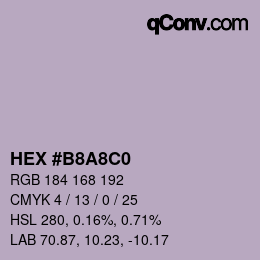 カラーコード: HEX #B8A8C0 | qconv.com