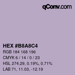 Color code: HEX #B8A8C4 | qconv.com