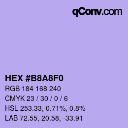 颜色代码: HEX #B8A8F0 | qconv.com