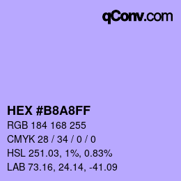 Color code: HEX #B8A8FF | qconv.com