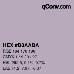 カラーコード: HEX #B8AABA | qconv.com