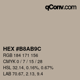 Color code: HEX #B8AB9C | qconv.com