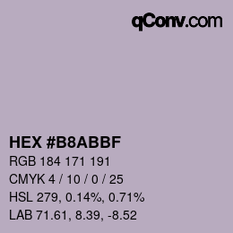 カラーコード: HEX #B8ABBF | qconv.com
