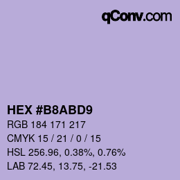 Color code: HEX #B8ABD9 | qconv.com