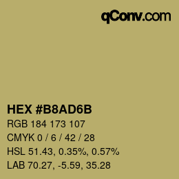 Color code: HEX #B8AD6B | qconv.com