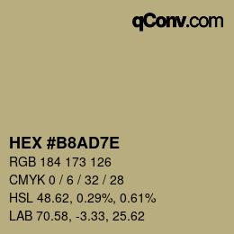 Color code: HEX #B8AD7E | qconv.com