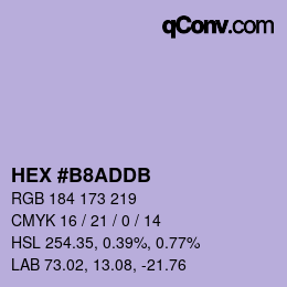 颜色代码: HEX #B8ADDB | qconv.com