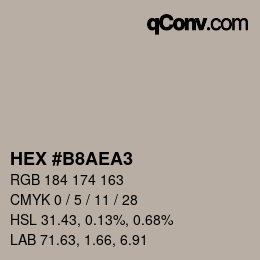 Color code: HEX #B8AEA3 | qconv.com