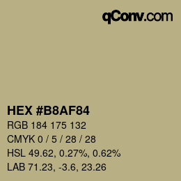 Farbcode: HEX #B8AF84 | qconv.com