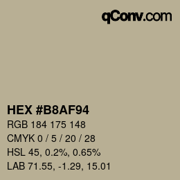 Farbcode: HEX #B8AF94 | qconv.com