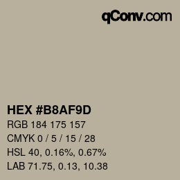 Farbcode: HEX #B8AF9D | qconv.com