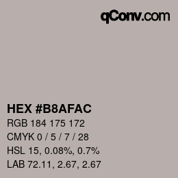 Color code: HEX #B8AFAC | qconv.com