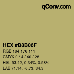 Farbcode: HEX #B8B06F | qconv.com