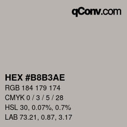 Color code: HEX #B8B3AE | qconv.com