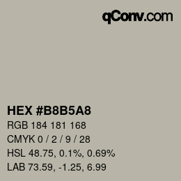 Color code: HEX #B8B5A8 | qconv.com