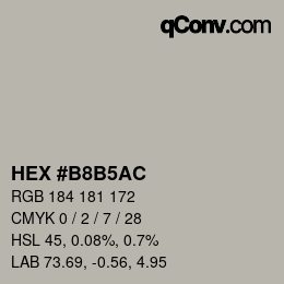 Color code: HEX #B8B5AC | qconv.com