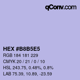 Farbcode: HEX #B8B5E5 | qconv.com