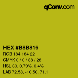 颜色代码: HEX #B8B816 | qconv.com