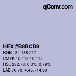 Code couleur: HEX #B8BCD9 | qconv.com