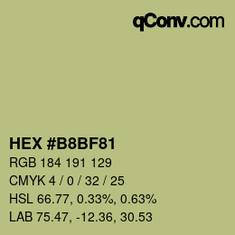 颜色代码: HEX #B8BF81 | qconv.com