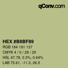 Color code: HEX #B8BF89 | qconv.com