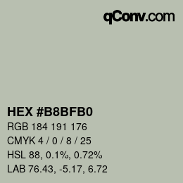 颜色代码: HEX #B8BFB0 | qconv.com