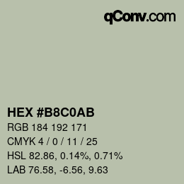Color code: HEX #B8C0AB | qconv.com