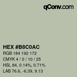 Color code: HEX #B8C0AC | qconv.com