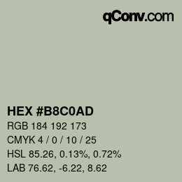 Color code: HEX #B8C0AD | qconv.com