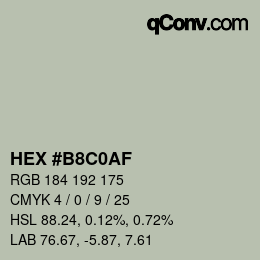 Color code: HEX #B8C0AF | qconv.com