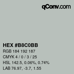 Color code: HEX #B8C0BB | qconv.com