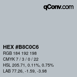 Color code: HEX #B8C0C6 | qconv.com