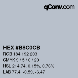 Color code: HEX #B8C0CB | qconv.com