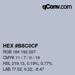 Color code: HEX #B8C0CF | qconv.com