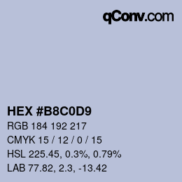 Farbcode: HEX #B8C0D9 | qconv.com