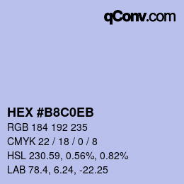 Color code: HEX #B8C0EB | qconv.com