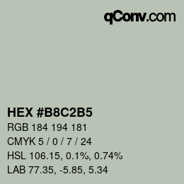 Color code: HEX #B8C2B5 | qconv.com