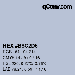 カラーコード: HEX #B8C2D6 | qconv.com