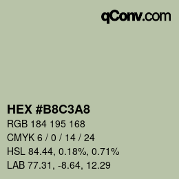 カラーコード: HEX #B8C3A8 | qconv.com