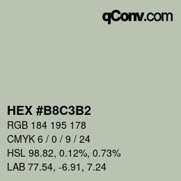 Código de color: HEX #B8C3B2 | qconv.com