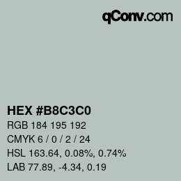 Color code: HEX #B8C3C0 | qconv.com