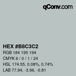 Color code: HEX #B8C3C2 | qconv.com